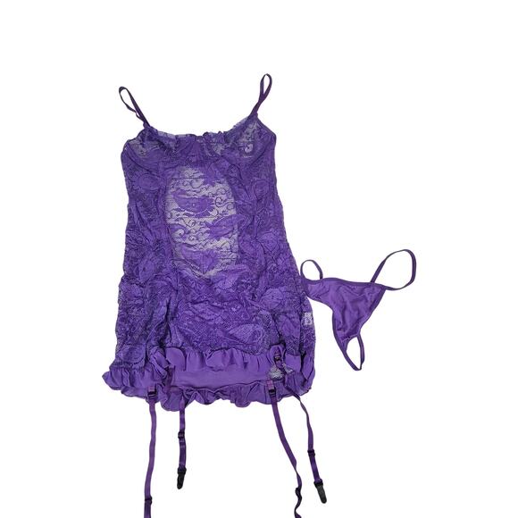Women's Size Medium Purple Wired Babydoll Lingerie with thong - Picture 1 of 5
